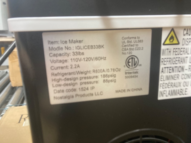 Photo 1 of ***USED ITEM TESTED FOR POWER, UNABLE TO TEST FURTHER*** Igloo Electric Countertop Ice Maker Machine - Automatic and Portable - 33 Pounds in 24 Hours - Ice Cube Maker - Ice Scoop and Basket - Ideal for Iced Coffee and Cocktails - Black 33 Lb Black