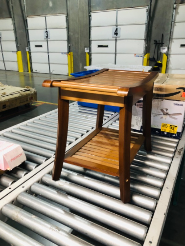 Photo 3 of ***USED - NO PACKAGING - SCRATCHED AND SCUFFED - SEE PICTURES***
Forevich Bamboo Shower Bench Stool with Storage Shelf Waterproof Shower Chair Spa Bath Seat Excellent for Indoor Use Chestnut Brown, 12.99"D x 23.78"W x 18.43"H