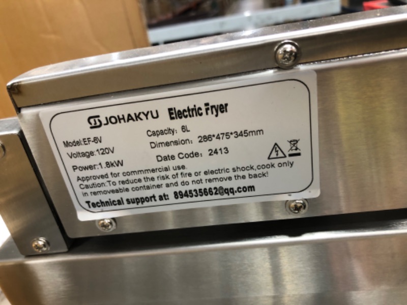 Photo 2 of  6L Electric Countertop Deep Fryer Extra Large with Drain,Timer,Basket and Lid for Restaurant Use 120V,1800W Commercial Deep Fryers