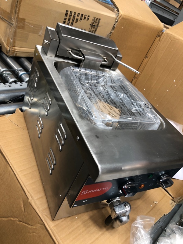 Photo 1 of  6L Electric Countertop Deep Fryer Extra Large with Drain,Timer,Basket and Lid for Restaurant Use 120V,1800W Commercial Deep Fryers