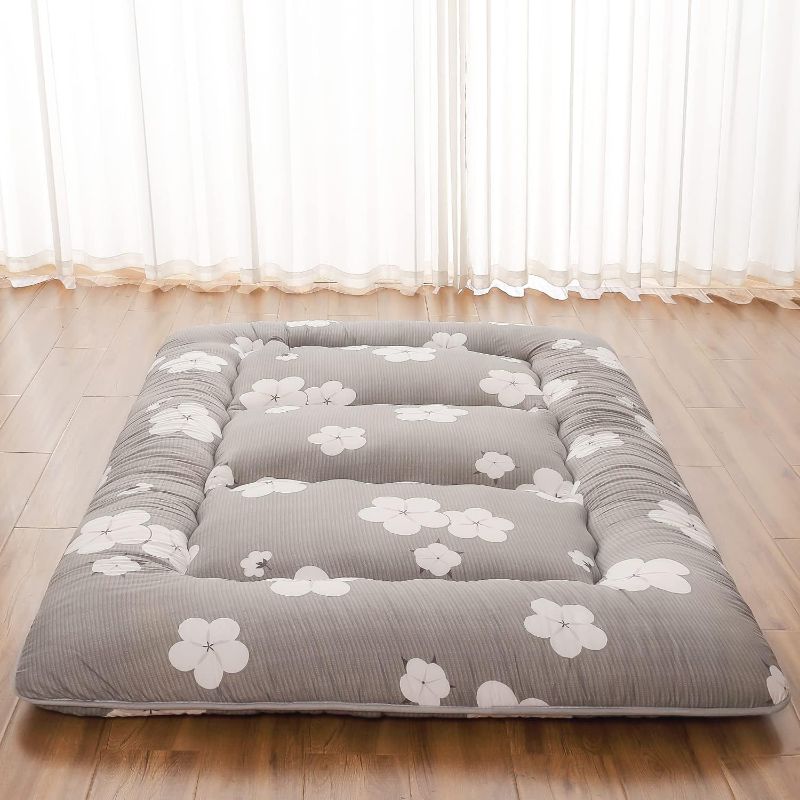 Photo 1 of 
Japanese Floor Mattress, Futon Mattress with Portable Storage Bag, Roll Up Mattress Thick Tatami Mattress Suitable for Camping, Guest Room, Grey Cotton, 