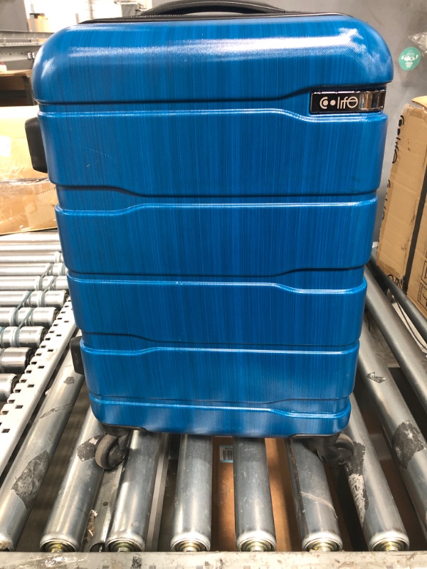 Photo 1 of 
Coolife Luggage Suitcase PC+ABS Spinner Built-In TSA lock 20in 24in 28in Carry on (Caribbean Blue., S(20in_carry on))