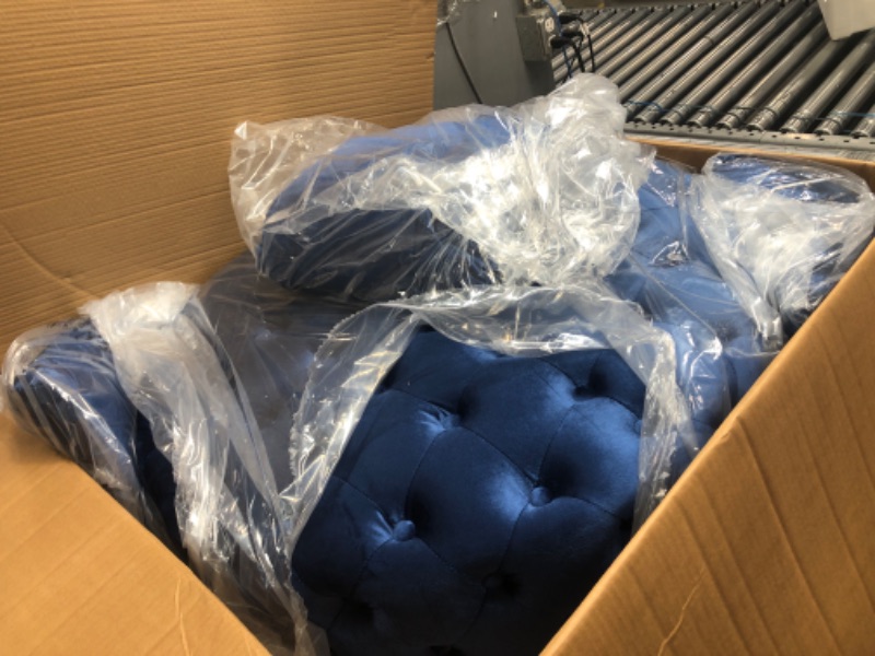 Photo 1 of 24KF Contemporary Upholstered Tufted Leisure Chair Accent Chair, Sofa Lounge Club Round Chair for Living Room Hotel with 3 Pillows 7022-Navy Round Accent chair Navy Round Accent Chair