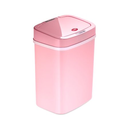 Photo 1 of 3 Gal. Motion Sensor Pink Rectangular Shape Plastic Trash Can
