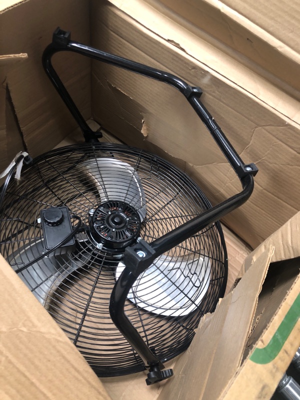 Photo 2 of Amazon Basics 20-Inch High-Velocity Industrial Fan with 3 Speeds, Durable Metal Construction and Aluminum Blades, Ideal for Industrial & Commercial Spaces, 125 Watts, Black, 9.45"D x 23.43"W x 23.82"H