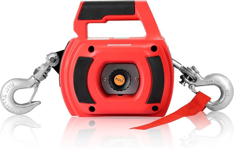 Photo 1 of  750LBS Portable Drill Winch, Handheld Drill Powered Winch with 40 Feet Steel Wire Rope, Drill Winch Hoist for Lifting, Dragging, Handling, Trailer
