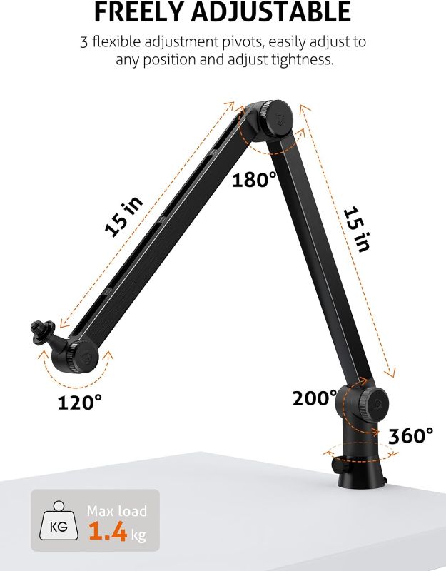 Photo 1 of ***USED - LIKELY MISSING PARTS - UNABLE TO VERIFY FUNCTIONALITY***
SUNMON HyperX QuadCast Boom Arm - Upgraded Heavy Duty Mic Arm with HyperX QuadCast Pop Filter, 360° Rotatable Microphone Arm for HyperX QuadCast, QuadCast S