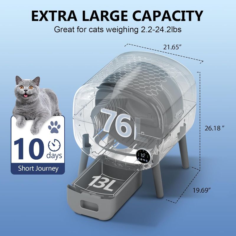 Photo 4 of (READ FULL POST) Automatic Cat Litter Box, Self Cleaning Cat Litter Box with APP Control, Large Capacity for Multiple Cats Odor Removal with Safety Protection, 2 Rolls Liners Bags