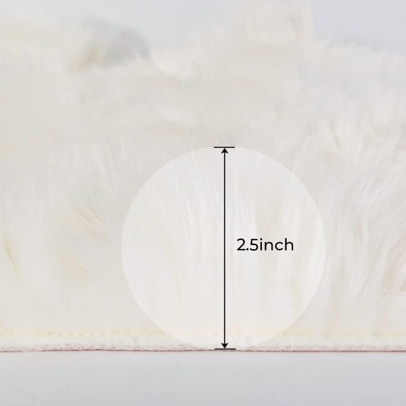 Photo 3 of (READ FULL POST) HYSEAS 2 Pack Faux Sheepskin Fur Area Rug, White 3x3 Feet Round Fluffy Soft Fuzzy Plush Shaggy Carpet Throw Rug for Indoor Floor, Sofa, Chair, Bedroom, Living Room, Home Decoration