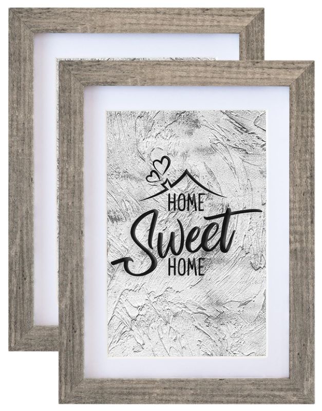 Photo 1 of ***FACTORY SEALED***5x7 Picture Frame - Display Photos 4x6 with Mat or 5x7 Without Mat - Wall Mounting or Tabletop, Rustic Gray, 4 FRAMES TOTAL