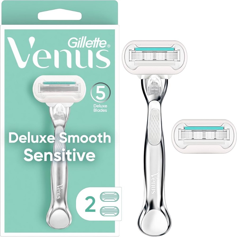 Photo 1 of ***FACTORY SEALED***Gillette Venus Deluxe Smooth Sensitive Women's Razor Handle + 2 Blade Refills N/A 1 Count (Pack of 1)