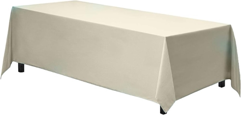 Photo 1 of 
Gee Di Moda Rectangle Tablecloth - 90 x 132 Inch Ivory Table Cloth for 6 Foot Table with Floor-Length Drop - Heavy Duty Washable Fabric - 6 Ft Buffet Table, Holiday Party, Wedding & Baby Shower