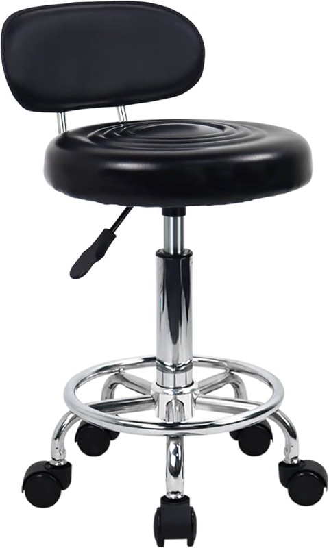 Photo 1 of ***SEE NOTES*** Rolling Stool Salon Chair with Smooth-Rolling Wheels 360-degree Swivel Seat Heavy Duty Hydraulic with Low Back Height Adjustable Work Salon Drafting Swivel Task Chair with Footrest