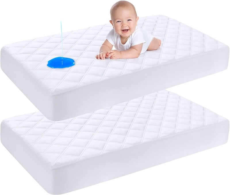 Photo 1 of ***FACTORY SEALED*** Yoofoss Waterproof Crib Mattress Protector 2 Pack, Quilted Crib Mattress Pad Cover Ultra Soft and Breathable, Machine Washable Toddler Mattress Protector for Standard Baby Crib Size 52''x28''