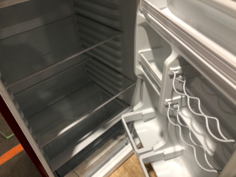 Photo 2 of ***DAMAGED - POWER CORD MISSING - UNTESTED - SEE COMMENTS***
Galanz 10.0 cu. ft. Retro Top Freezer Refrigerator with Dual Door True Freezer, Frost Free in Red