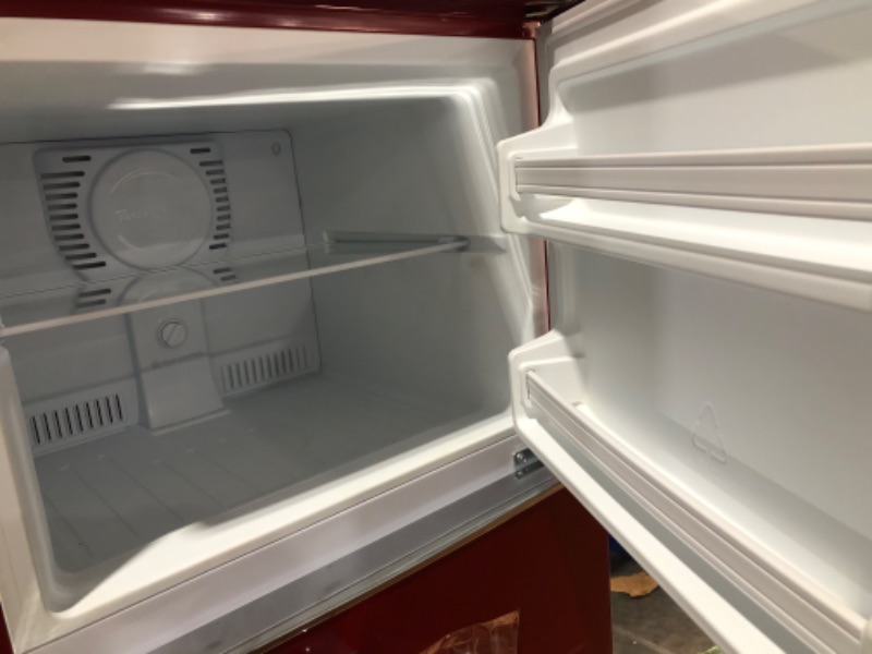 Photo 8 of ***DAMAGED - POWER CORD MISSING - UNTESTED - SEE COMMENTS***
Galanz 10.0 cu. ft. Retro Top Freezer Refrigerator with Dual Door True Freezer, Frost Free in Red