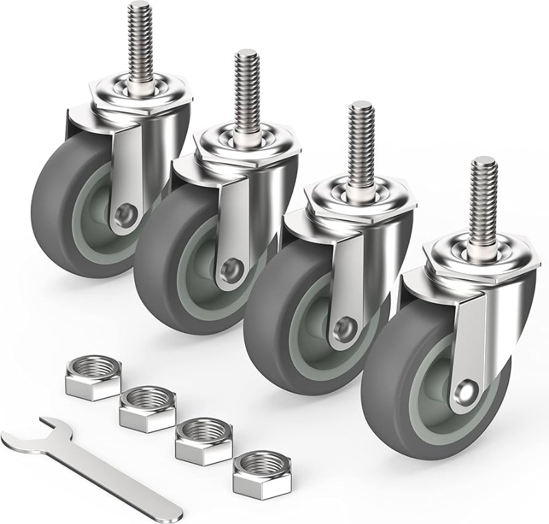 Photo 1 of ***STOCK PHOTO REFERENCE ONLY***Caster Wheels 3 inch with No Brake Stem Casters, 3/8" -16 x 1-1/2" (Stem Diameter 3/8", Stem Length 1-1/2") Threaded Swivel Casters Set of 4 Heavy Duty Castors Grey
