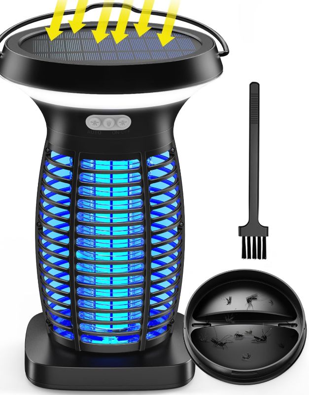 Photo 1 of ***MISSING BRUSH*** Solar Bug Zapper Outdoor, Mosquito Zapper Indoor Outdoor, Electric Fly Zapper with Camping Lantern, Waterproof Mosquito Traps, Cordless Mosquito Killer Lamp for Patio, Backyard, Home, Balcony
