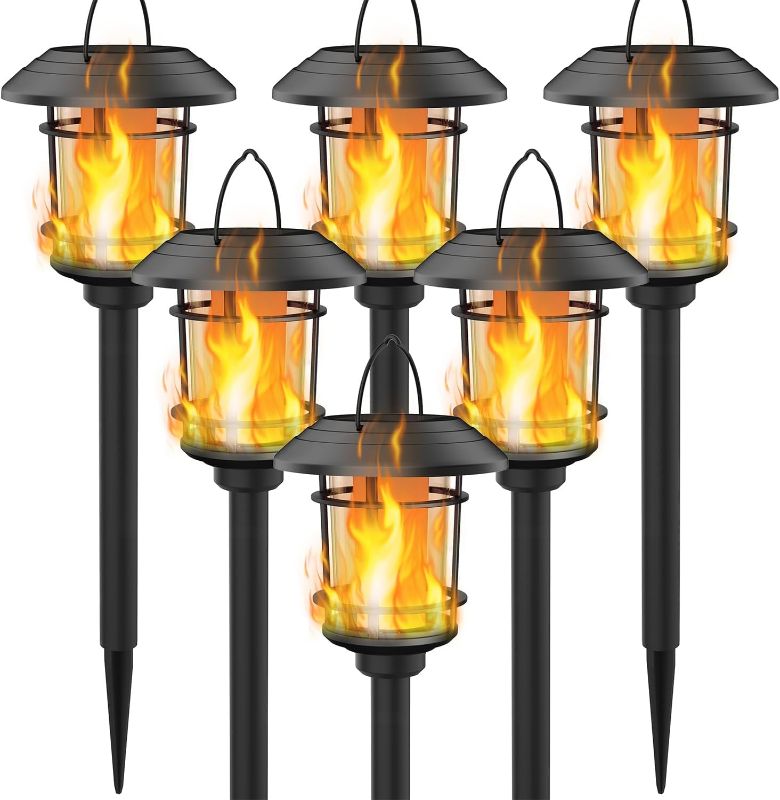 Photo 1 of ***STOCK PHOTO REFERENCE ONLY*** 6 Pack Solar Flame Torch Lights Outdoor