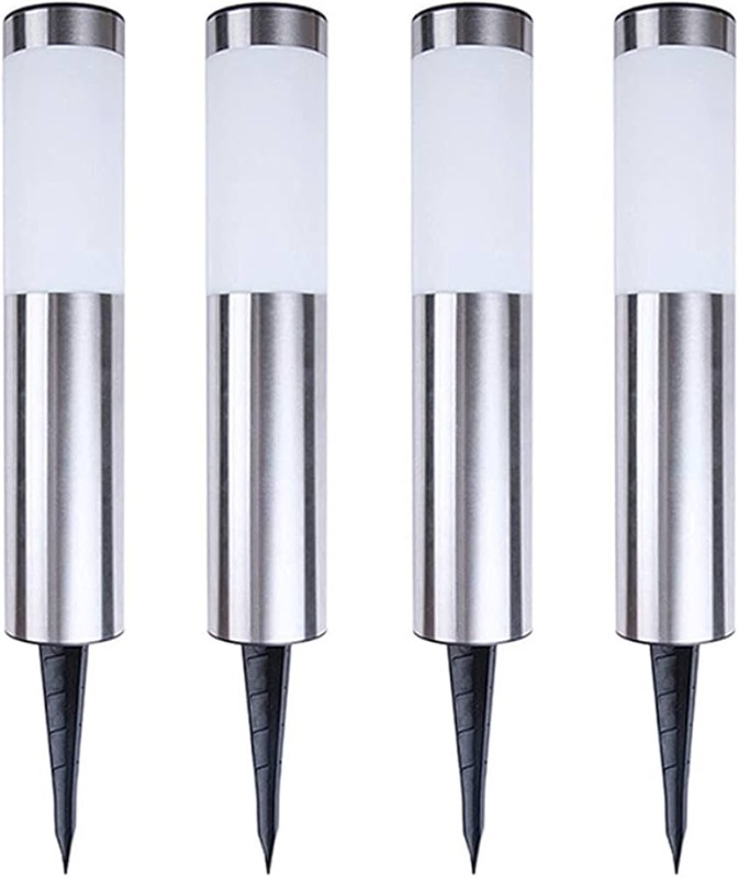 Photo 1 of ***MISSING STAKES*** 4 Pcs Solar Post Light Outdoor Garden Path Lamp Lawn Road Lamp Stainless Steel Exterior Pillar Lamp Fence Bollard Column Lamp Pathway Lighting Waterproof IP65 Street Light