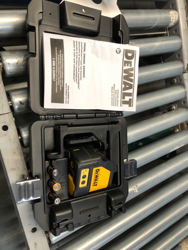 Photo 1 of 
DEWALT
100 ft. Green Self-Leveling Cross Line Laser Level with (3) AA Batteries & Case