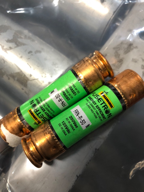 Photo 3 of 
FRN Series 50 Amp Brass Time-Delay Cartridge Fuses (2-Pack)