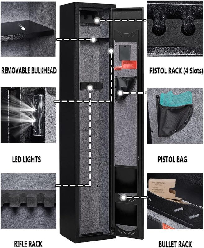 Photo 3 of (READ FULL POST) electronic password does not work *** Kaer 2- Safes for Home Rifle and Pistols Electronic Gun Security Cabinet Quick Access Gun Rifle Gun Security Cabinet Safes Gun Cabinet for Shotguns with Built-in Removable Storage Shelf-1.73