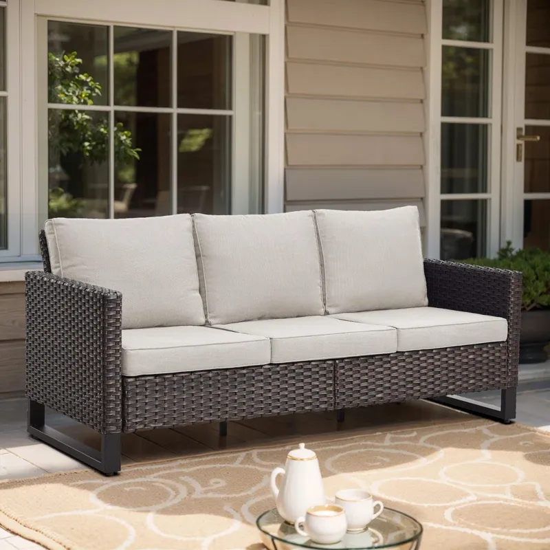 Photo 1 of ***STOCK PHOTO REFERENCE ONLY***
Ingvald 74.4'' Wide Outdoor Rectangle Patio Sofa with Cushions