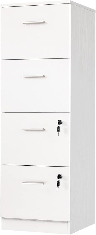 Photo 1 of **NONREFUNDABLE**FOR PARTS OR REPAIR**SEE NOTES**
YITAHOME 4-Drawer File Cabinet with Lock, 15.86" Deep Vertical Filing Cabinet, Storage File Drawers for Letter A4-Sized Files, Need to Assemble, White