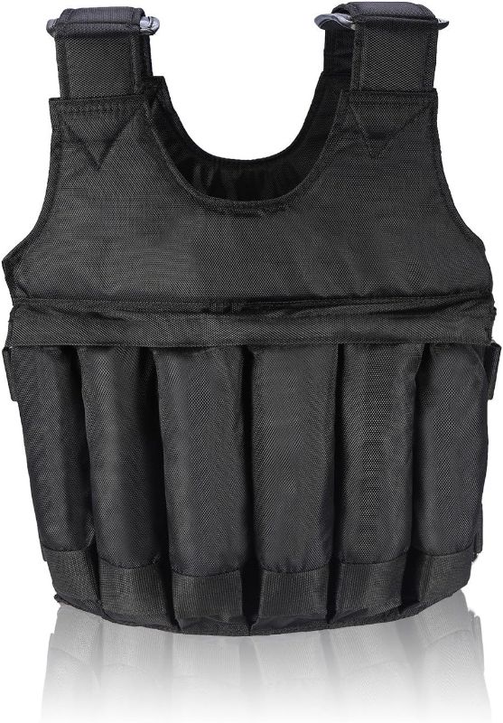 Photo 1 of (READ FULL POST) Weighted Vest Men Workout - Adjustable Weight Vests with Shoulder Pad, Weighted Vest Woman for Running Walking Strength Jogging Cardio Black Vest Without Weight