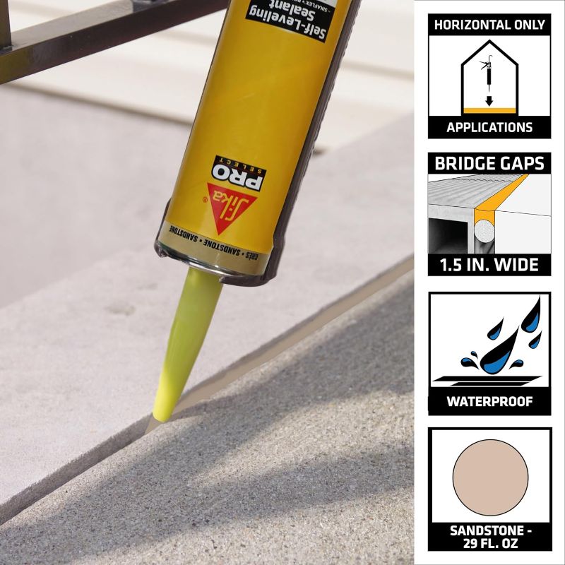 Photo 4 of (READ FULL POST) Sikaflex Self Leveling Sealant, Sandstone, Polyurethane with an Accelerated Curing Capacity for Sealing Horizontal Expansion Joints in Concrete, 29 fl. oz Cartridge Sandstone 29 fl. oz Sealant