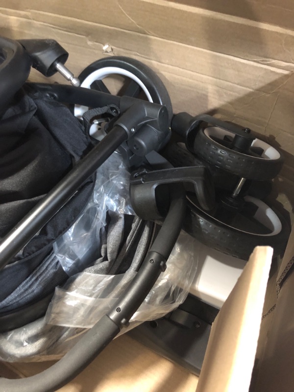 Photo 11 of ***USED - DIRTY - SCUFFED AND SCRAPED - LIKELY MISSING PARTS - UNABLE TO TEST - SEE PICTURES***
Evenflo Gold Shyft Travel Smart Infant System Stroller with SecureMax Baby Car Seat with Deep Storage Basket and SensorSafe, Moonstone Grey and Black