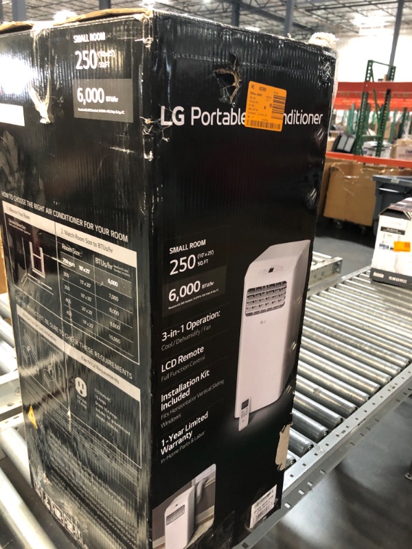 Photo 6 of ***(PARTS ONLY/ NON FUNCTIONAL/ NO RETURNS OR REFUNDS) ***
LG LP0624WFR Portable Air Conditioner w/Remote, Cools 250 Sq.Ft, Quiet Operation, 115V, 6,000 BTU (9700 ASHRAE), White