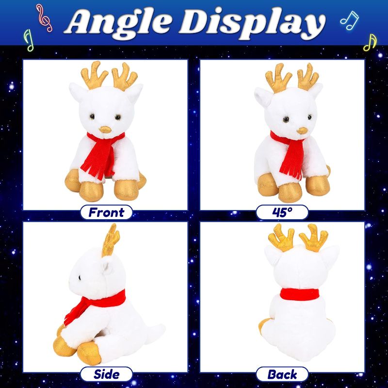 Photo 1 of **NEEDS BATTERIES**Cuteoy White Reindeer LED Musical Stuffed Animal Light-up Singing Plush Elf Adjustable Volume Lullaby Plushies Birthday Christmas Toy Gifts for Kids Toddler Girls, 13" Musical White Reindeer