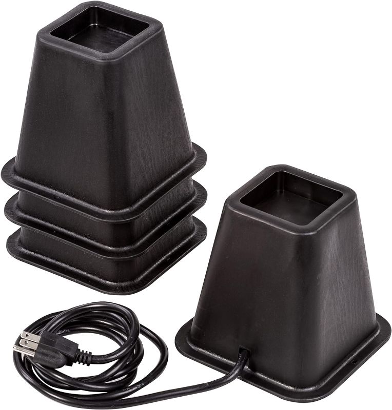 Photo 1 of ***CHECK CLERK NOTES***Honey-Can-Do 5.5-Inch Set-of-4 Bed Risers or Furniture Risers with Power Outlets & USB Ports, Black STO-09675 Black