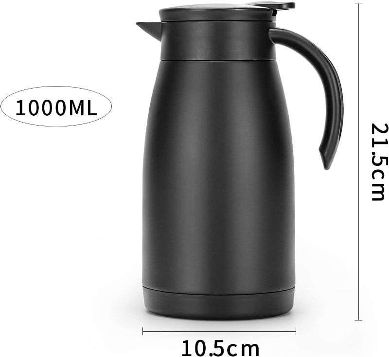 Photo 1 of (READ FULL POST) Olerd 34 Oz Thermal Coffee Carafe, Stainless Steel Insulated Vacuum Coffee Pot For Keeping Hot and Cold, 1 Liter Tea, Water, and Coffee Beverage Dispenser(Black)