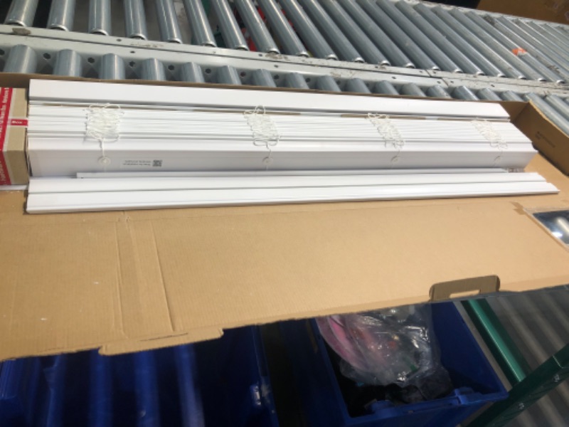 Photo 3 of **USED MISSING PARTS**White Cordless Faux Wood Blinds for Windows with 2 in. Slats - 36 in. W x 48 in. L 