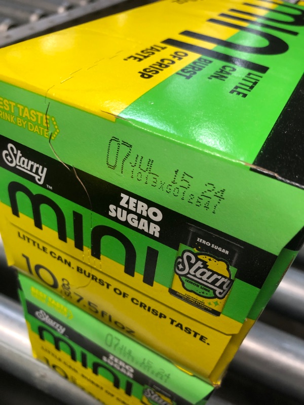 Photo 3 of **NON-REFUNDABLE, EXP: JULY 2024** **2PACK** Starry Zero Sugar Lemon Lime Soda, Caffeine Free, Mini Cans, 7.5 Ounce (Pack of 10) Starry Zero Sugar Mini Can 7.5 Fl Oz (Pack of 10)