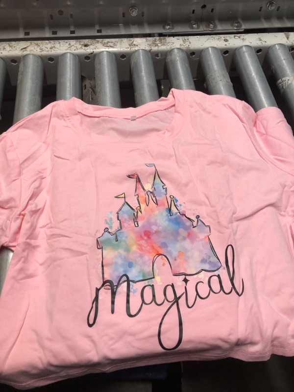 Photo 2 of *****STOCK IMAGE FOR SAMPLE***** 
Magical Crop T Shirt for Women Magic Kingdom Shirt Family Vacation Tshirt Cute Castle Graphic Short Sleeve Tees, XL