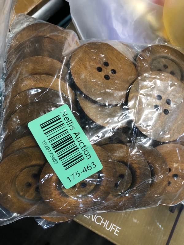 Photo 1 of **2PACKS** 30 Pieces Large Size Wood Buttons 2.36 Inch Round Sewing Button 4 Holes Large Buttons for Crafts Sewing Large Wooden Buttons for DIY Clothing Bag Decoration Supplies (Brown)