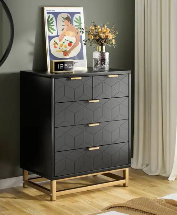 Photo 1 of (READ FULL POST) 5 Drawers Nightstand Dresser Cabinet with Metal Handles

