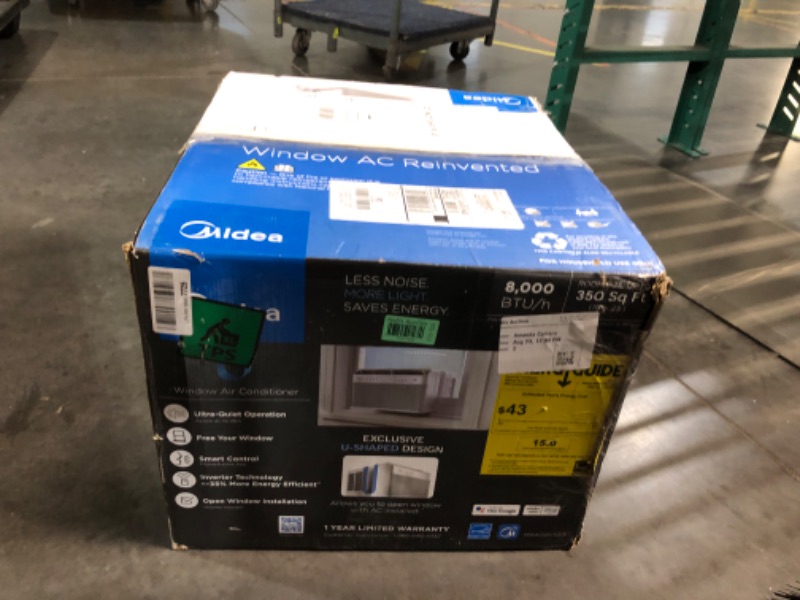 Photo 1 of ***USED - DAMAGED - SEE COMMENTS***
Midea 8,000 BTU U-Shaped Smart Inverter Air Conditioner –Cools up to 350 Sq. Ft., Ultra Quiet with Open Window Flexibility, Works with Alexa/Google Assistant, 35% Energy Savings, Remote Control