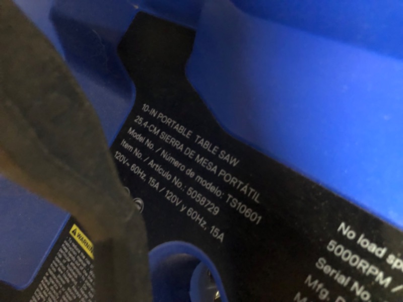 Photo 7 of ***DAMGED - BENT - MISSING NUMEROUS PARTS - SEE PICTURES - UNABLE TO VERIFY FUNCTIONALITY***
Kobalt 10-in 15-Amp 120-Volt Corded Portable Jobsite Table Saw with Gravity Rise Stand