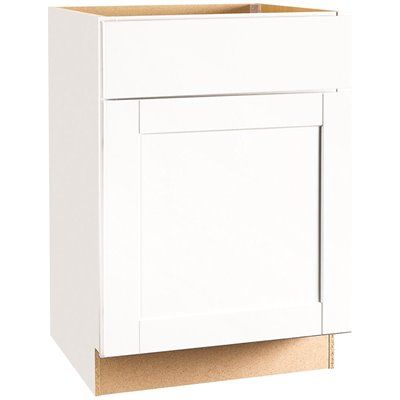 Photo 1 of ****Back is broken****Shaker 24 in. W x 24 in. D x 34.5 in. H Assembled Base Kitchen Cabinet in Satin White with Ball-Bearing Drawer Glides