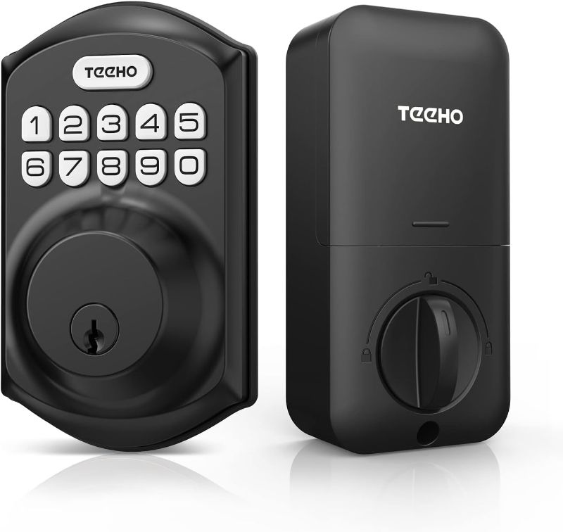 Photo 1 of **USED MISSING PARTS**TEEHO TE001 Keyless Entry Door Lock with Keypad - Smart Deadbolt Lock for Front Door with 2 Keys - Auto Lock - Easy Installation - Matte Black
