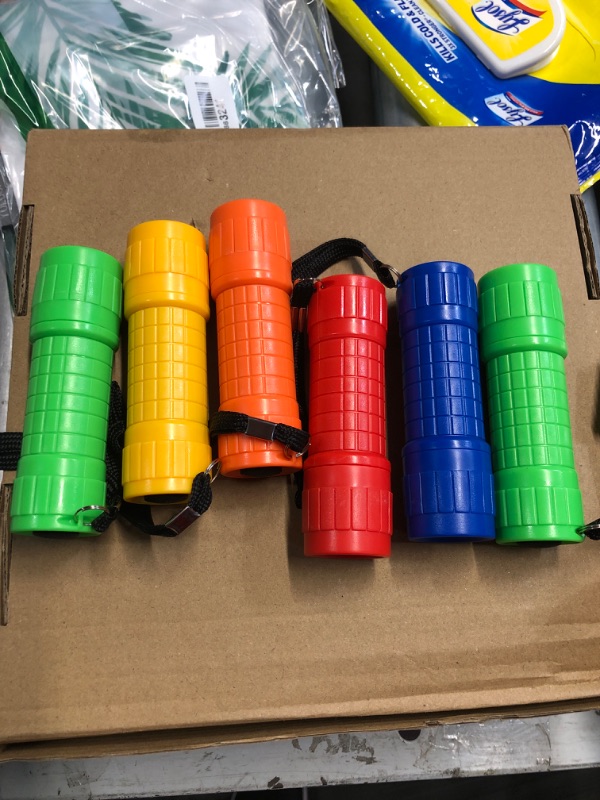 Photo 2 of **2 GREENS** Small Mini Flashlights Pack of 6,Assorted Colors,New Type Cob Light,with 18 AAA Battery (6 Pack)