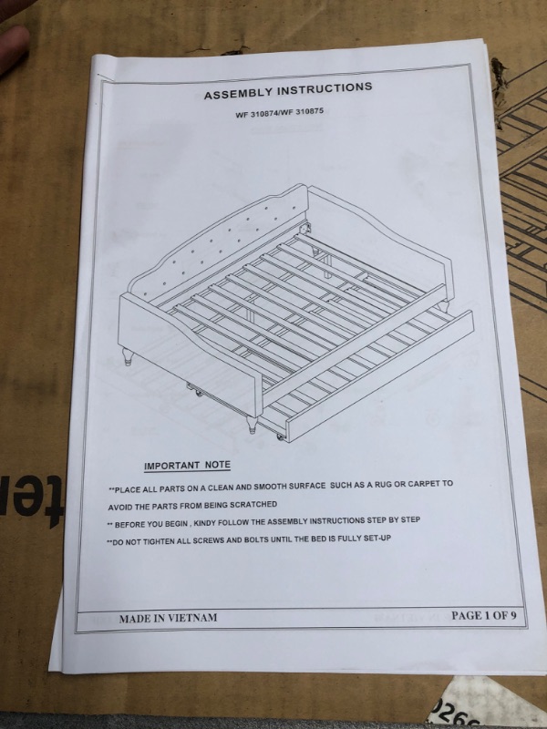 Photo 6 of ***PARTIAL SET - BOX 2 OF 2 ONLY - CANNOT BE FULLY ASSEMBLED - SEE PICTURES***
LZ LEISURE ZONE Twin Size Daybed with Trundle, Upholstered Twin Daybed Frame, Tufted Upholstered Design Daybed and Trundle Set, Twin Size Daybed Frame, Dark Gray