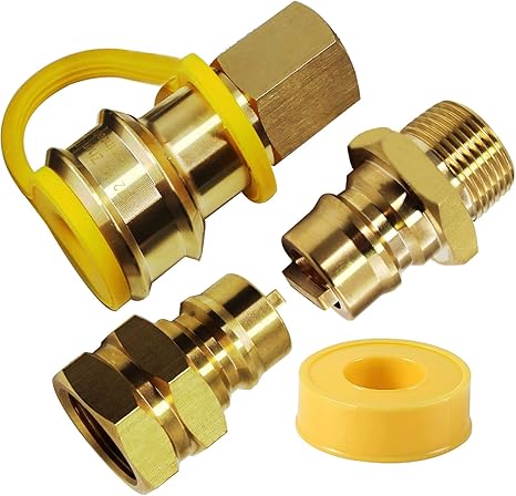 Photo 1 of ????? ?/?" Female and Male Solid Brass Dual Fuel Generator Natural Propane Hose Quick Connect Disconnect Fittings Convert for Pipe Natural Gas Supply for Generators 4PCS Kit