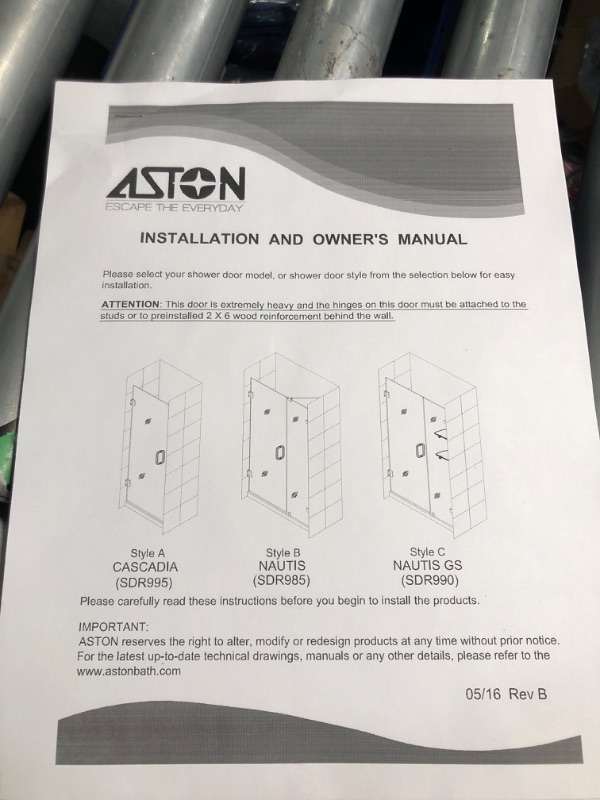 Photo 7 of ***PALLETIZED ITEM - TRUCK/TRAILER PICKUP ONLY - SEE COMMENTS***
Nautis GS 40 in. x 72 in. Frameless Hinged Shower Door in Stainless Steel with Glass Shelves