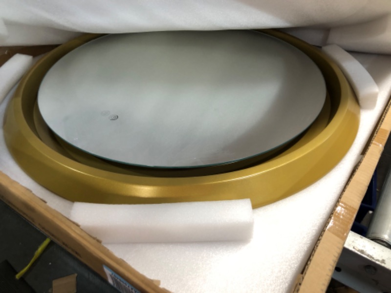 Photo 2 of **UNABLE TO TEST**
Circle LED Mirror for Bathroom, Anti-Fog & Dimmable Touch Switch, 32 inches, Gold